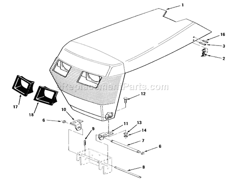 Sheet Metal And Covers Diagram and Parts List for 41-20O801 1990 Toro Lawn Tractor