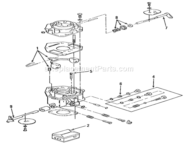 Carburetor Components Diagram and Parts List for 41-20O801 1990 Toro Lawn Tractor