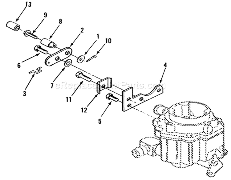 Choke Linkage Diagram and Parts List for 41-20O801 1990 Toro Lawn Tractor