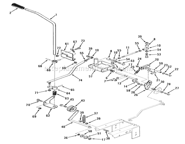 Clutch, Brake And Speed Control Linkage-520-H Diagram and Parts List for 41-20O801 1990 Toro Lawn Tractor
