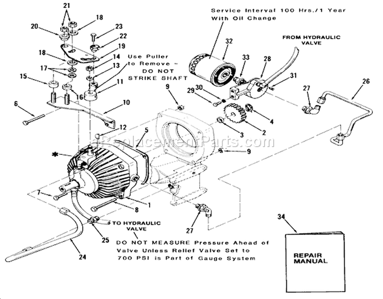 Hydrostatic Transmission - 520-H Diagram and Parts List for 41-20OE02 1000001-1999999 - 1991 Toro Lawn Tractor
