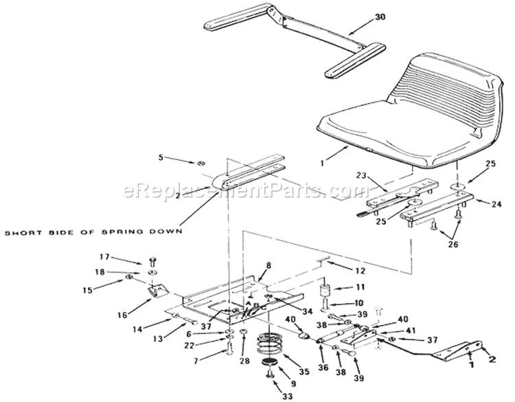 Seat Diagram and Parts List for 41-20OE02 1000001-1999999 - 1991 Toro Lawn Tractor