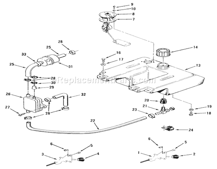 Throttle Choke And Fuel Controls Diagram and Parts List for 41-20OE02 1000001-1999999 - 1991 Toro Lawn Tractor