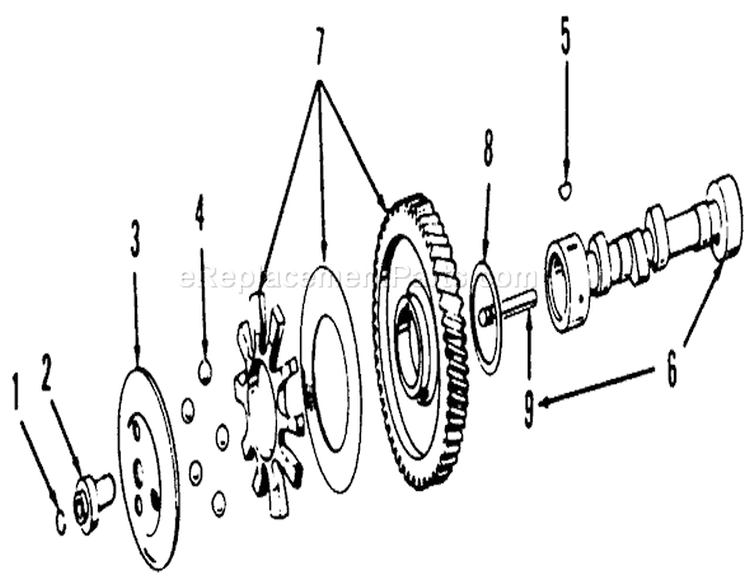 Toro Power Plus Camshaft Diagram and Parts List for 41-20OE02 1000001-1999999 - 1991 Toro Lawn Tractor