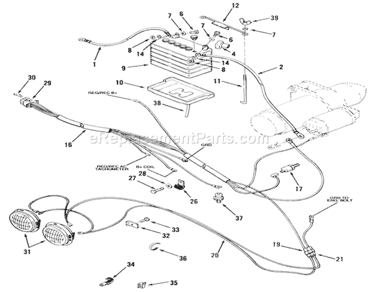 Page G Diagram and Parts List for 41-20OE02 1000001-1999999 - 1991 Toro Lawn Tractor
