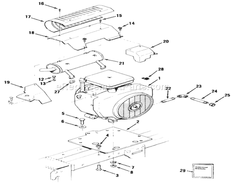 Engines Diagram and Parts List for 41-20OE02 1000001-1999999 - 1991 Toro Lawn Tractor