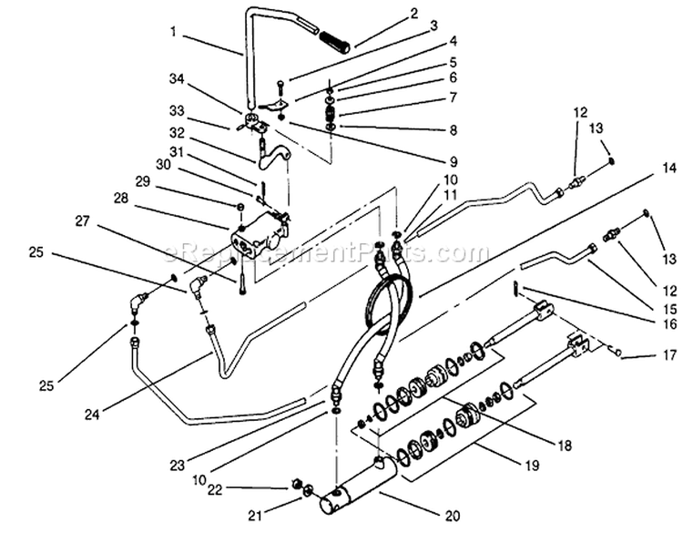 Hydraulic System Diagram and Parts List for 41-20OE03 2000001-2999999 - 1992 Toro Lawn Tractor