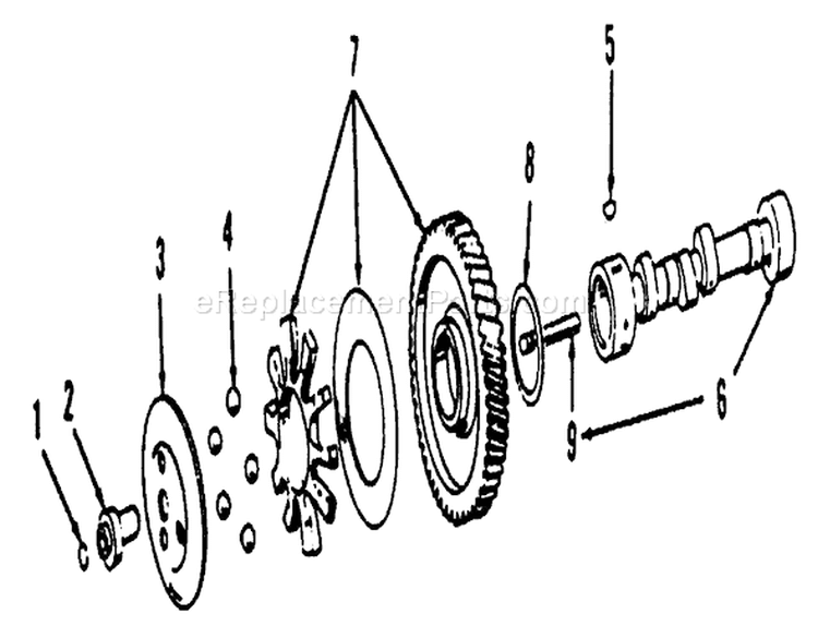 Camshaft Diagram and Parts List for 41-20OE03 2000001-2999999 - 1992 Toro Lawn Tractor