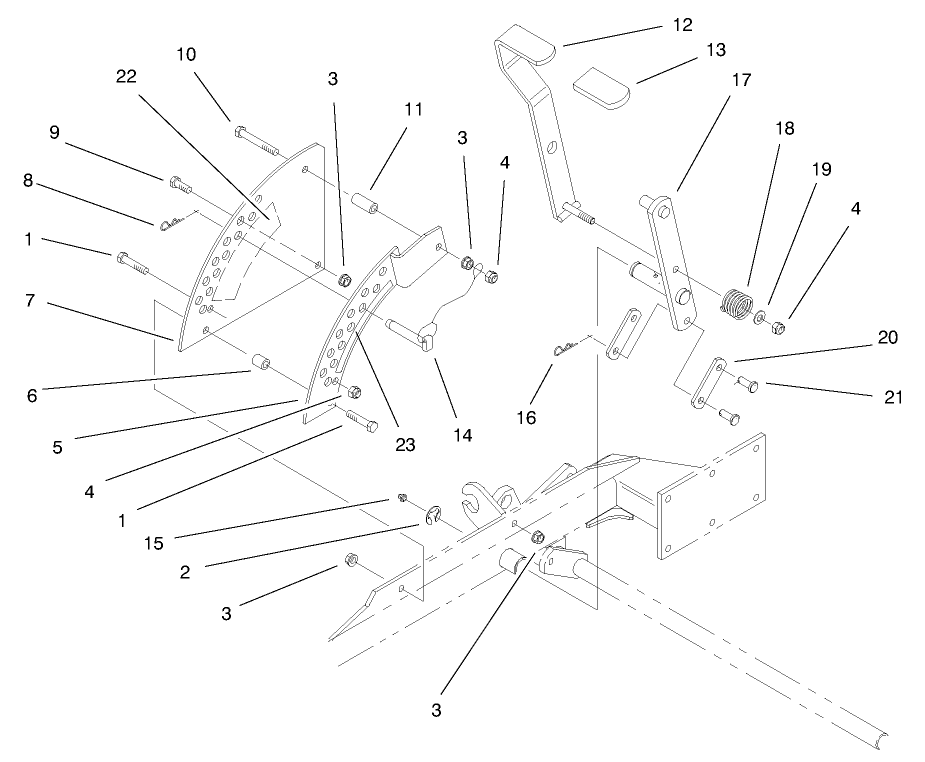 Height Of Cut Handle And Plates Diagram and Parts List for 74173 (200000001-200999999)(2000) Toro Lawn Mower