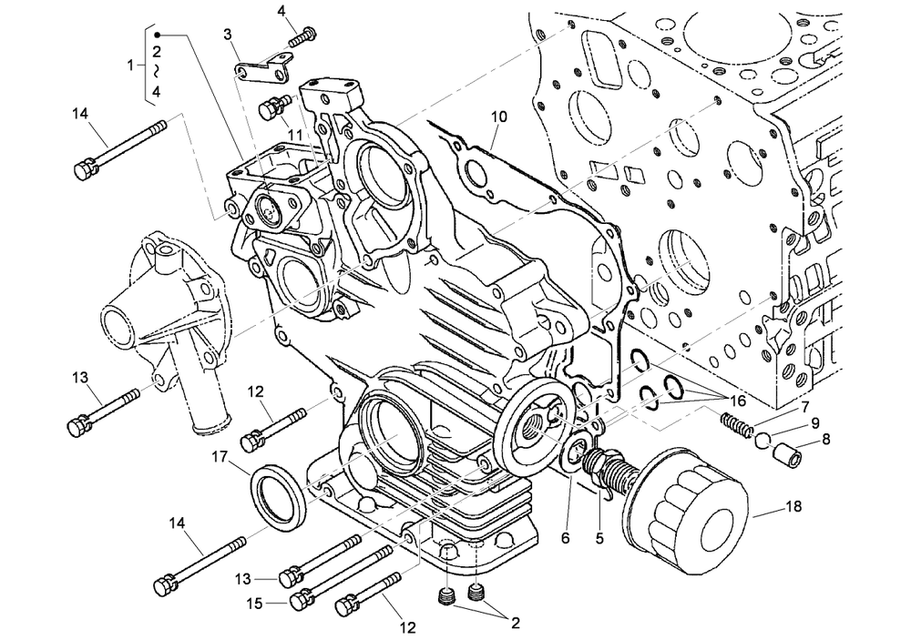 Gear Case And Oil Filter Cartridge Assembly Diagram and Parts List for 74274 (313000001-313999999)(2013) Toro Lawn Mower