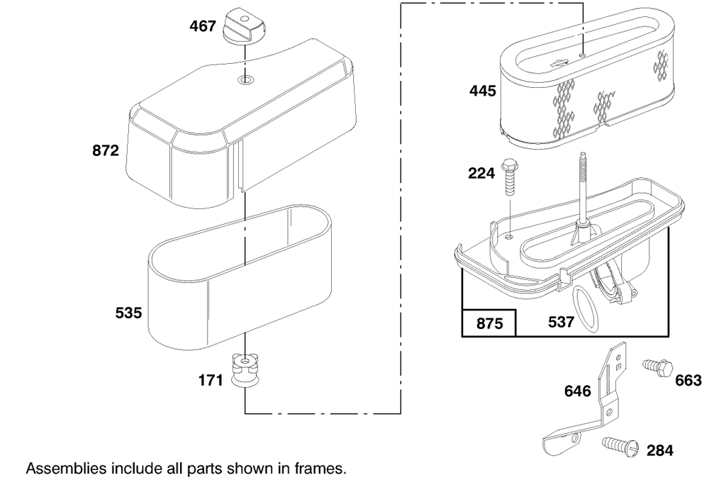 Engine Briggs & Stratton Model 283707-0156-01 Diagram and Parts List for 71188 7900001 - 7999999 Toro Lawn Tractor