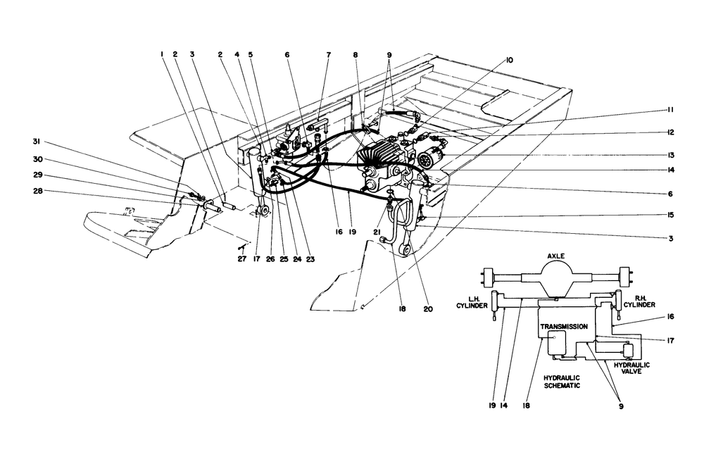 Hydraulic Valve And Lift Arm And Cylinders Diagram and Parts List for 30775 300001 - 399999 Toro Lawn Tractor