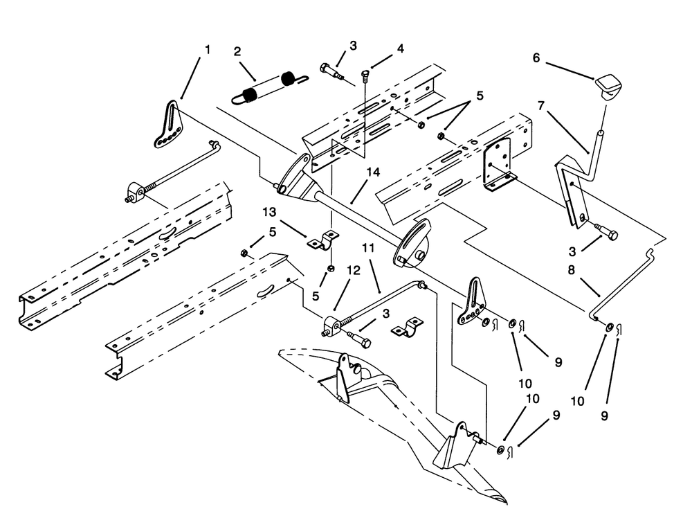 Height Of Cut Assembly Diagram and Parts List for 71203 3900001 - 3999999 Toro Lawn Tractor