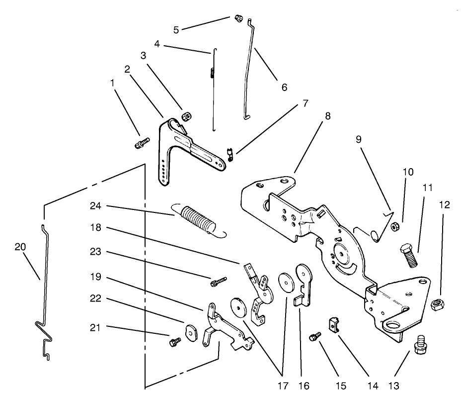 Engine Controls Diagram and Parts List for 72110 8900600 - 8999999 Toro Lawn Tractor