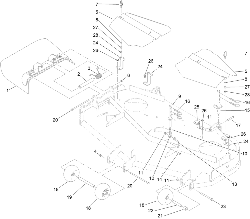 Deck Assembly Diagram and Parts List for 39488 (312000001-312999999)(2012) Toro Lawn Mower