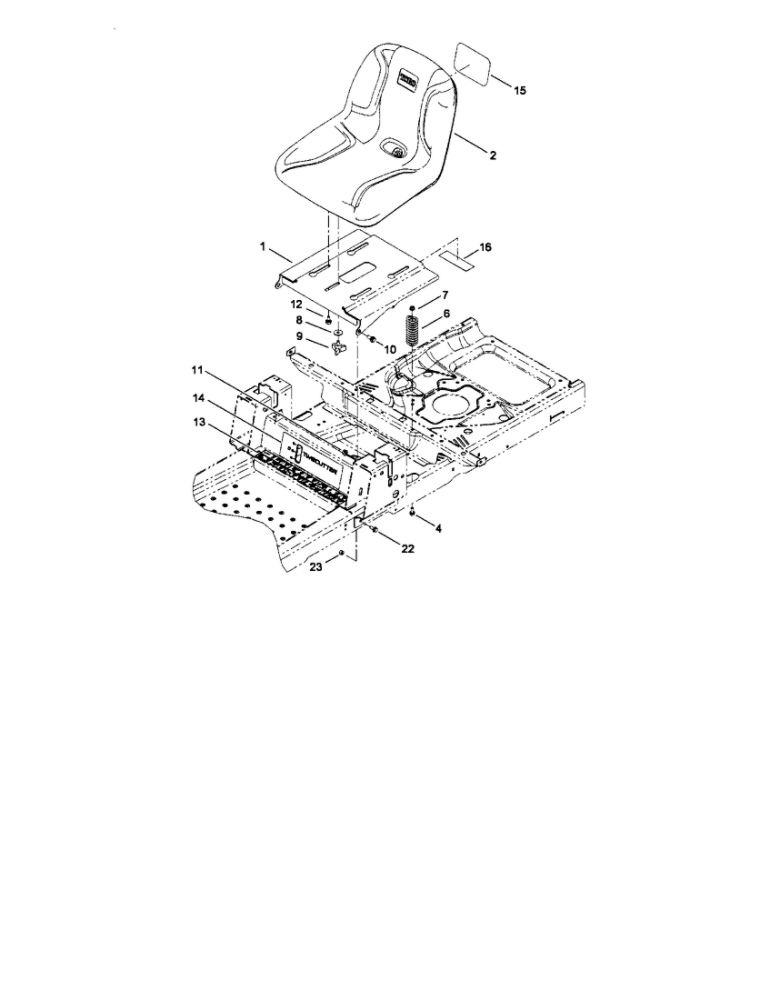 Seat Assembly Diagram and Parts List for 74360 310000001 AND UP Toro Lawn Mower