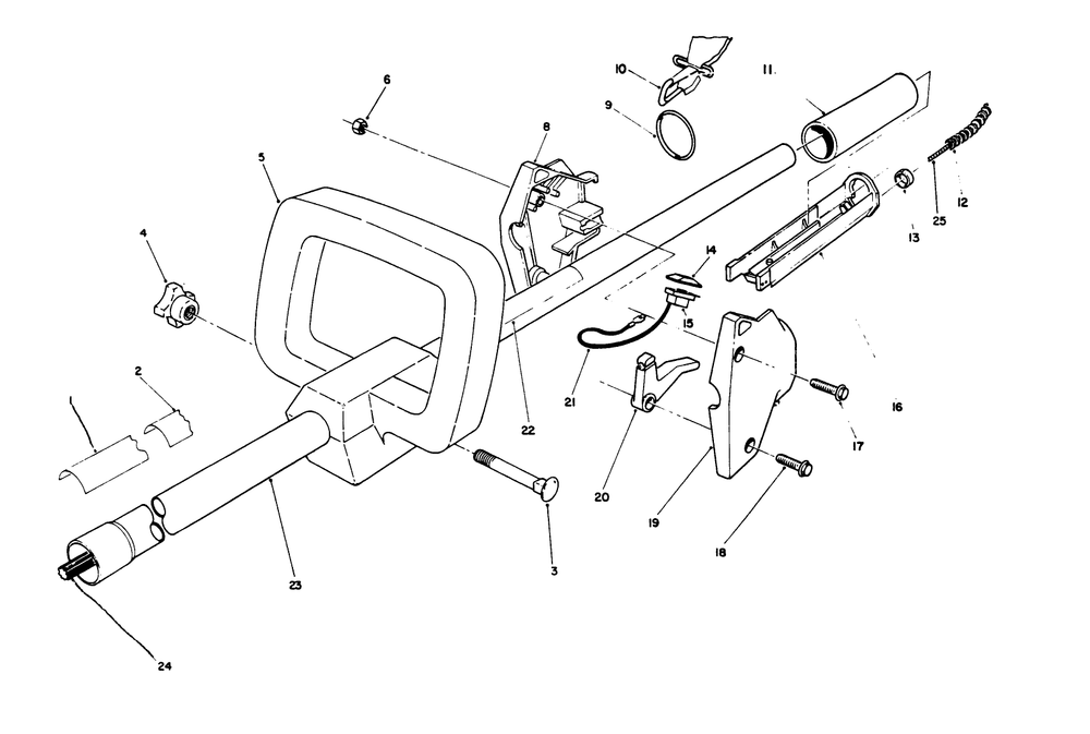 Handle Assembly Diagram and Parts List for 51655 0000001 - 0999999 Toro Trimmer