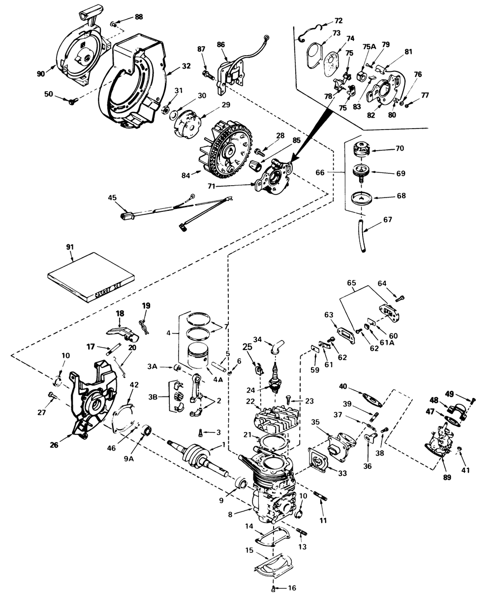 Engine Assembly (Continued) Engine Tecumseh Model No. Ah520 Type 1602, 1602aand 1602b Diagram and Parts List for 38232 3000001 - 3999999 Toro Snow Blower
