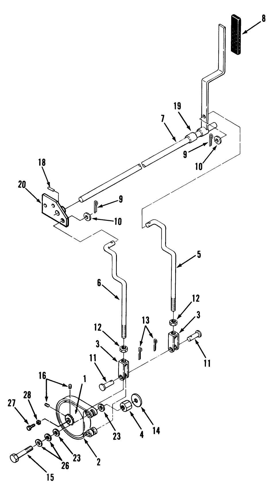 Parking Brake Diagram and Parts List for Z1-24OE03  Toro Lawn Tractor