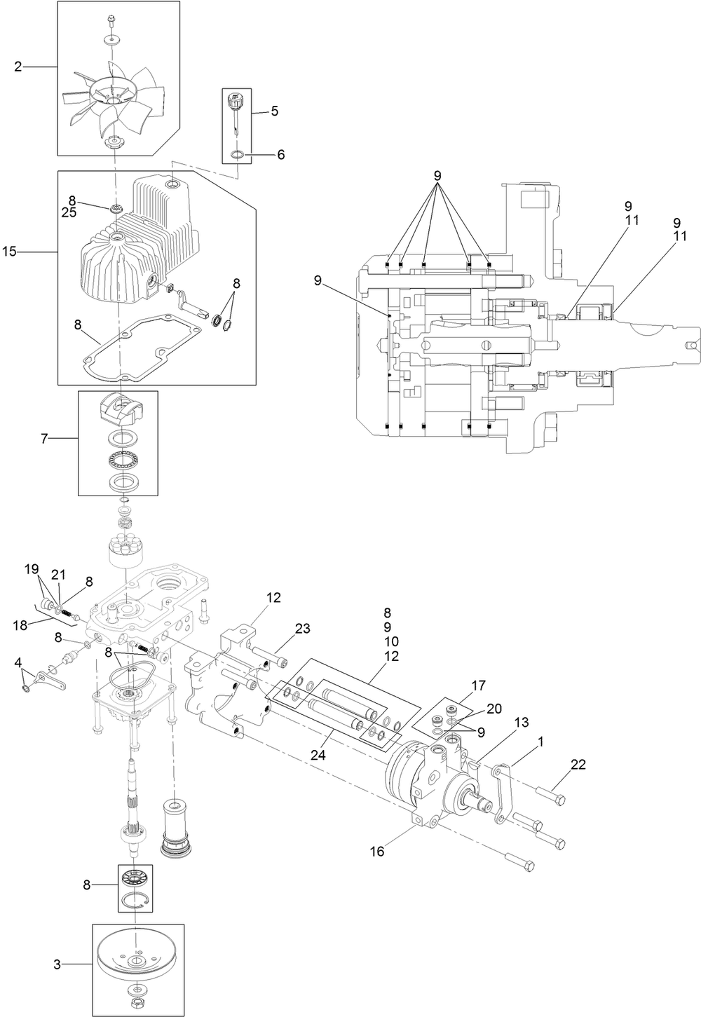 Rh Hydro Assembly Diagram and Parts List for 74902TE (316000001-316999999)(2016) Toro Lawn Mower