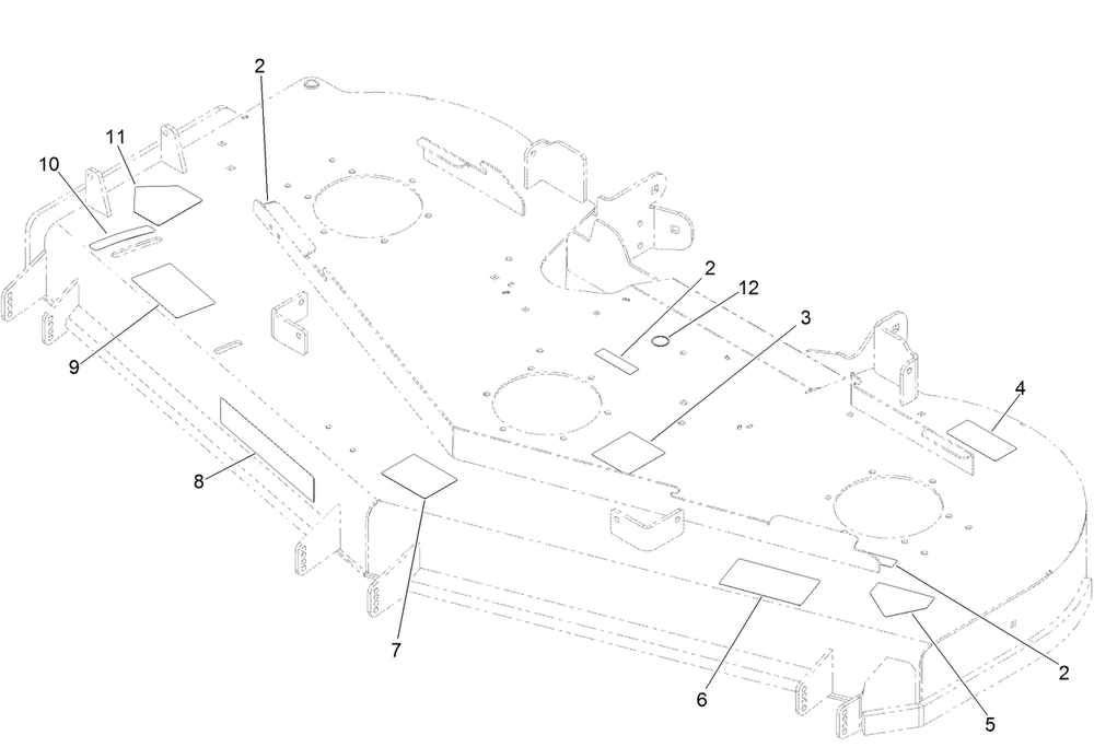 Deck Decal Assembly Diagram and Parts List for 74938 (313000001-313999999)(2013) Toro Lawn Mower