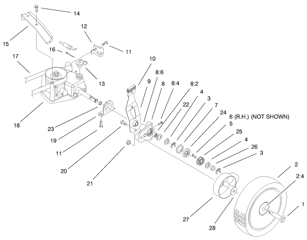 Rear Axle Assembly Diagram and Parts List for 20489 8900001 - 8999999 Toro Lawn Mower