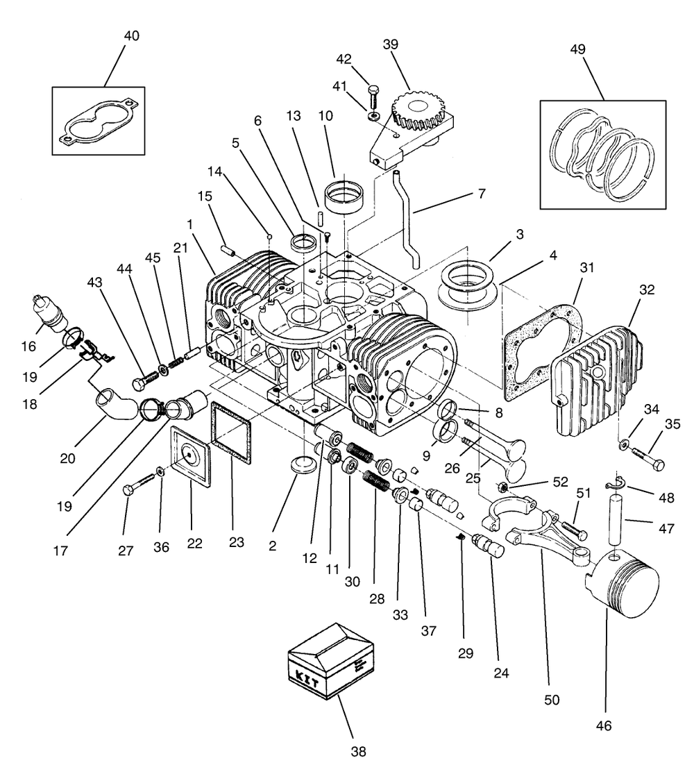 Engine Cylinder Block Assembly Diagram and Parts List for 74101 390001 - 399999 Toro Lawn Tractor