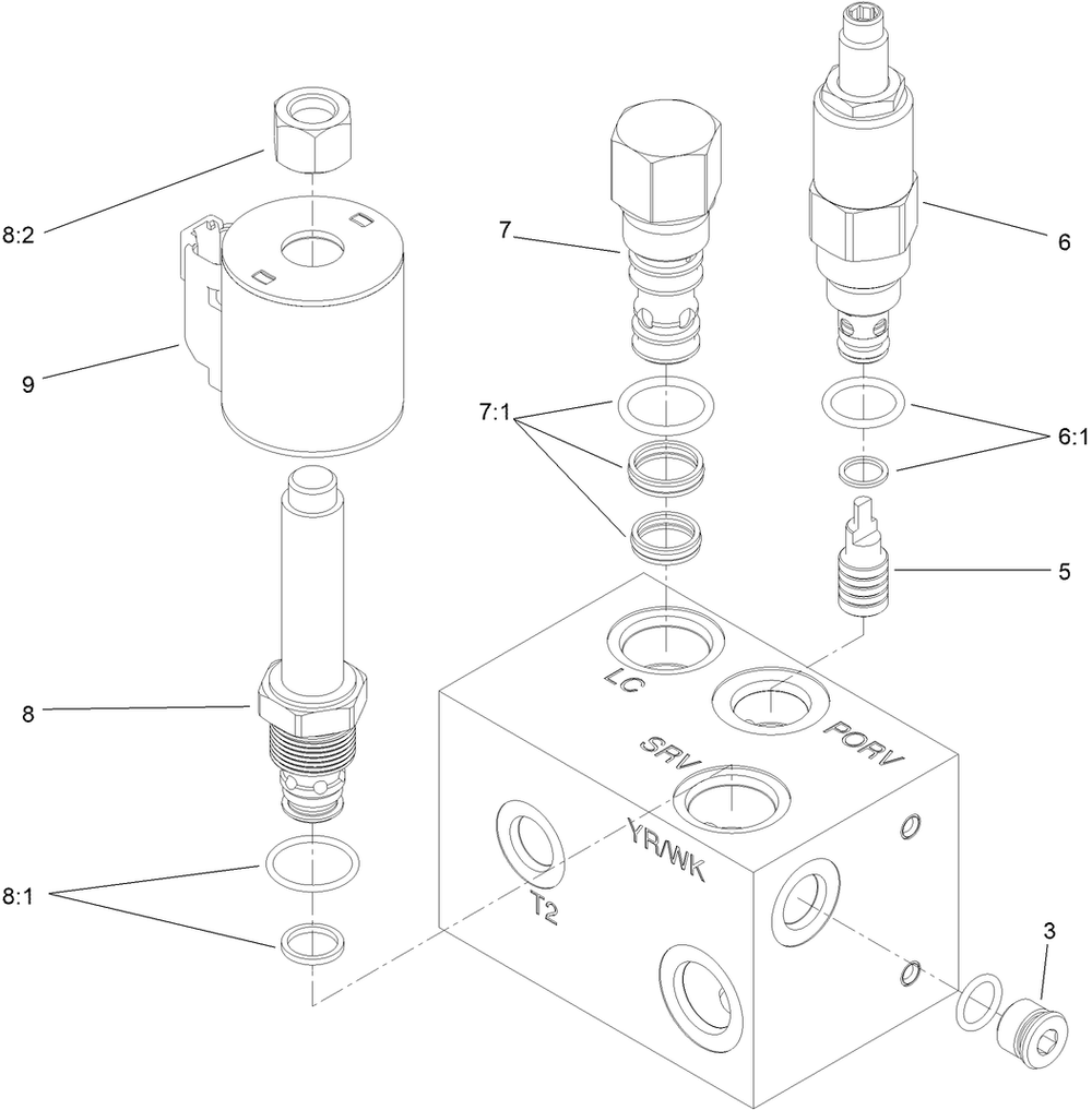 Cutter Wheel Valve Assembly No. 119-4586 Diagram and Parts List for 23208HD 400000000 - 999999999 Toro Stump Grinder