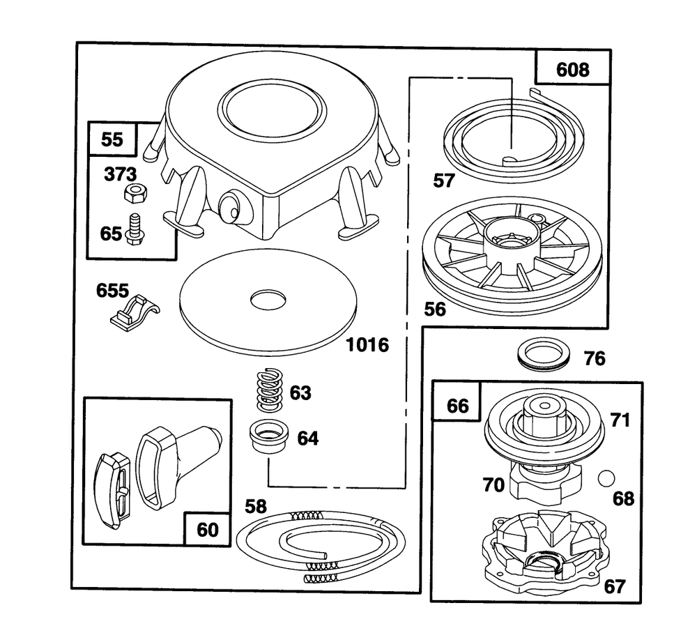 Engine Briggs & Stratton Model 190406-6142-01 Diagram and Parts List for 38570 4900001 - 4999999 Toro Snow Blower