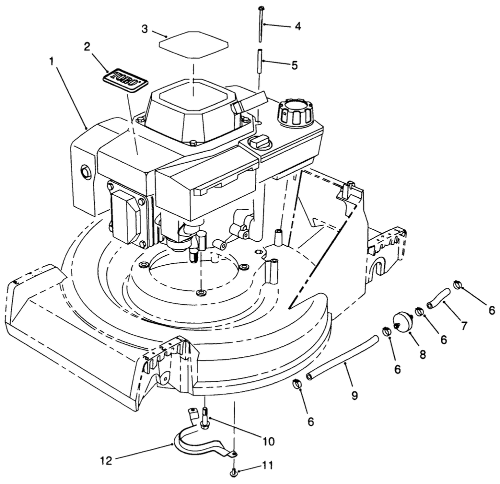 Engine Assembly Diagram and Parts List for 26621 0000001 - 0999999 Toro Lawn Mower
