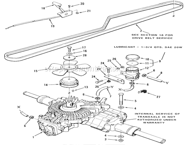 Hydrostatic Transaxle Diagram and Parts List for 32-11B403 1989 Toro Lawn Tractor