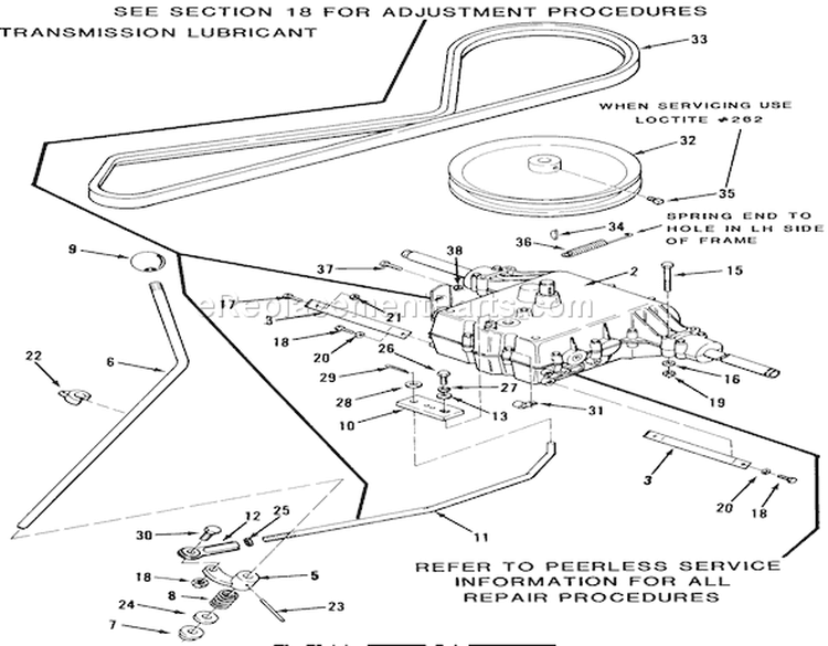 4 & 5-Speed Transmission Diagram and Parts List for 32-11B403 1989 Toro Lawn Tractor