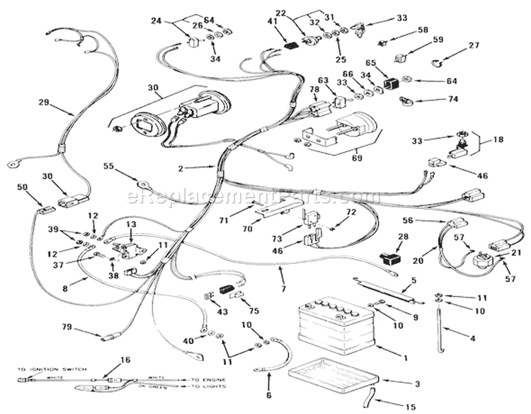 Electrical System Diagram and Parts List for 32-11B403 1989 Toro Lawn Tractor
