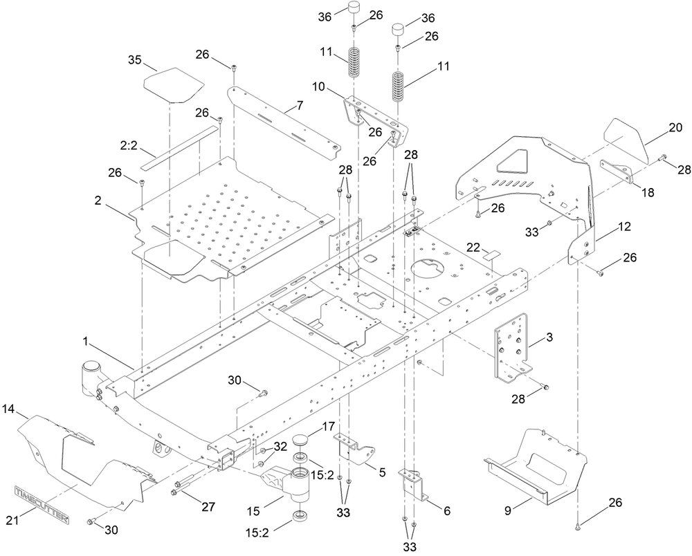 Frame Assembly Diagram and Parts List for 74683 412270000 - 999999999 Toro Lawn Tractor