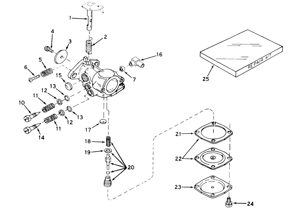 Carburetor No. 631243 Diagram and Parts List for 18213 8000001 - 8999999 Toro Lawn Mower