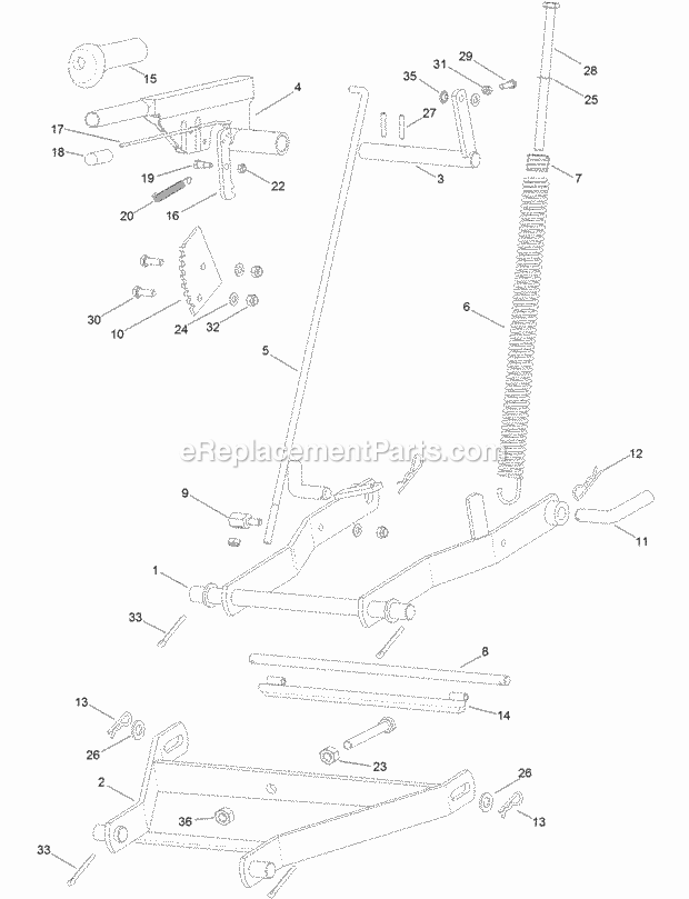 Mower Lift Assembly Diagram and Parts List for 74596 317000001-999999999 Toro Lawn Mower