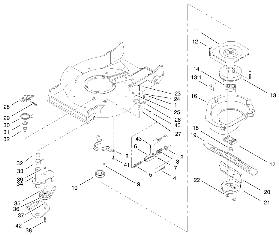 Blade Brake Clutch Assembly Diagram and Parts List for 22045 9900001 - 9999999 Toro Lawn Mower