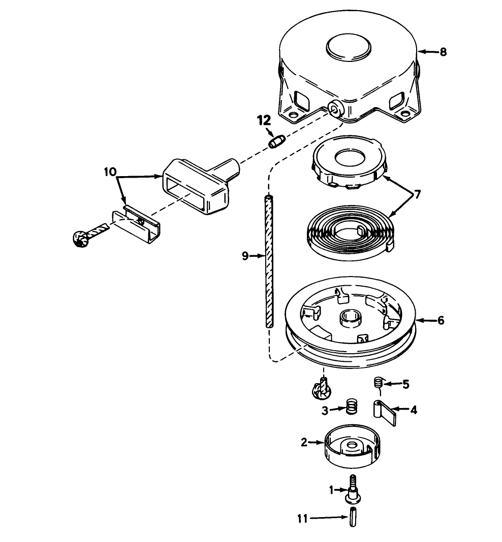 Rewind Starter N0. 590420a Diagram and Parts List for 16775 4000001 - 4999999 Toro Lawn Mower