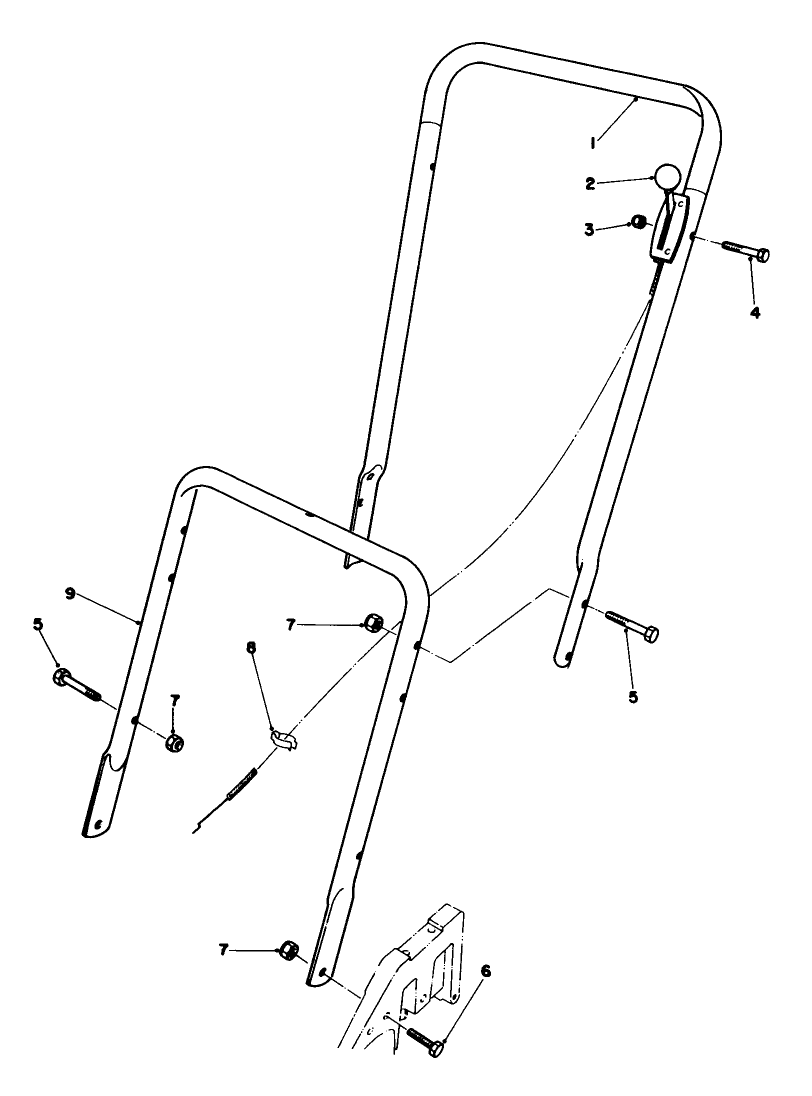 Handle Assembly Diagram and Parts List for 22025 5000001 - 5999999 Toro Lawn Mower