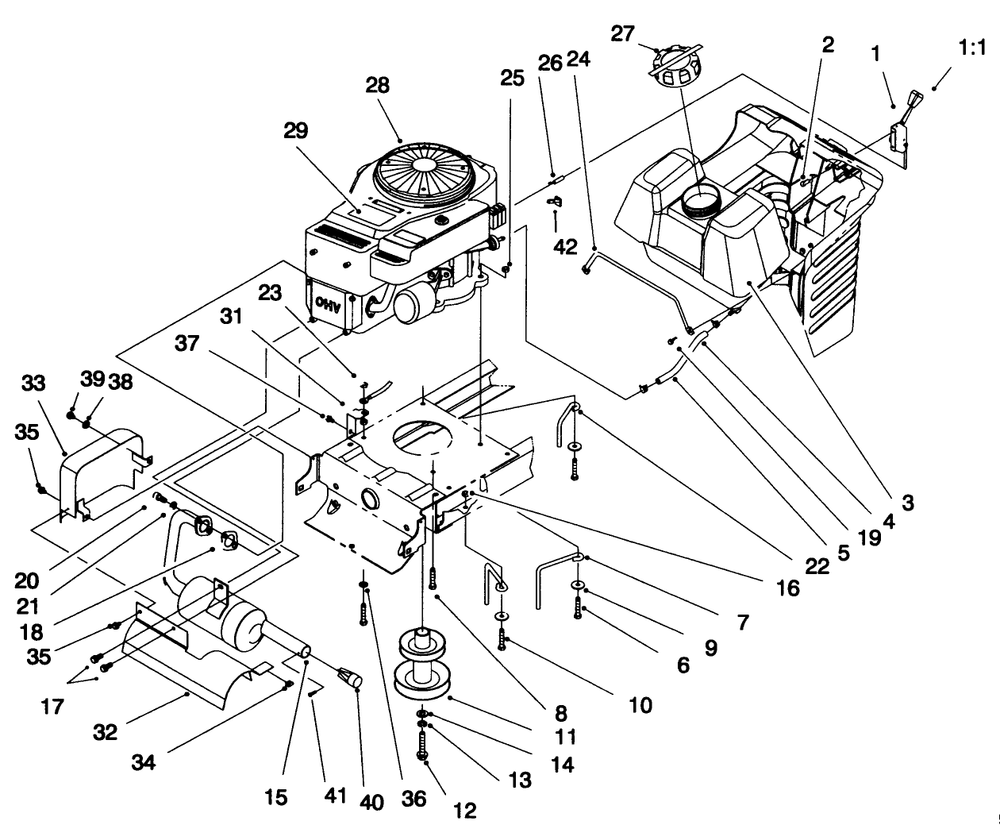 Engine Assembly Diagram and Parts List for 71192 5900001 - 5999999 Toro Lawn Tractor