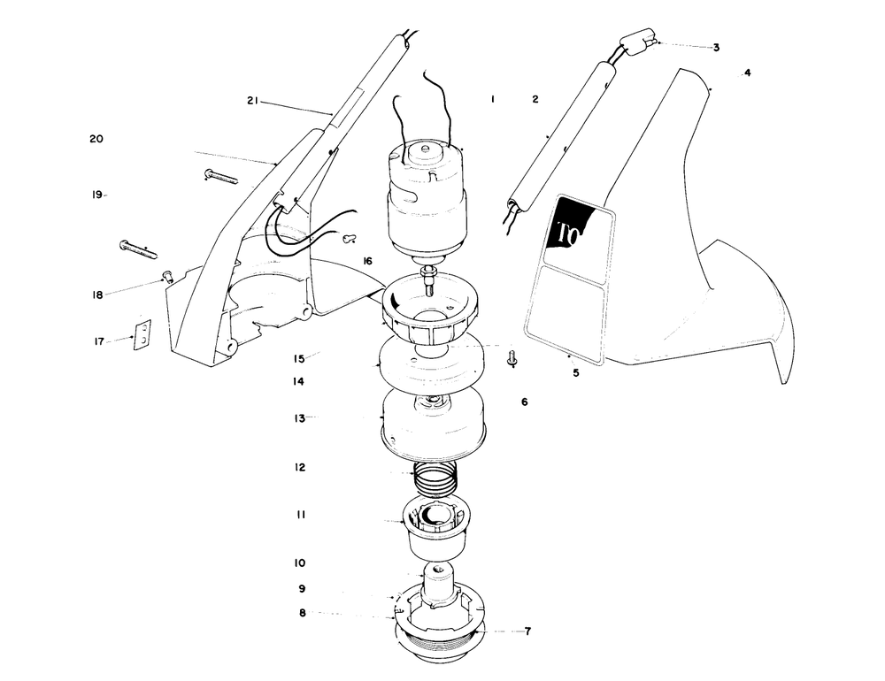 Motor Housing Assembly Diagram and Parts List for 51555 7000001 - 7999999 Toro Trimmer