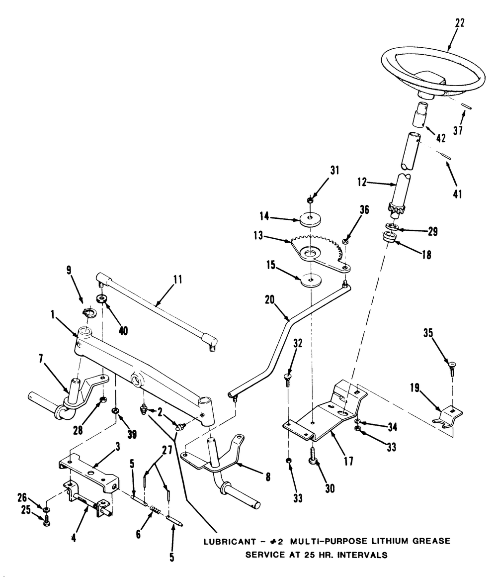 Front Axle & Steering Assembly Diagram and Parts List for 32-12BEA3 1000001 - 1999999 Toro Lawn Tractor