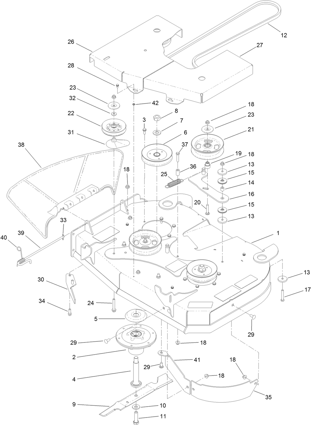 Deck Assembly Diagram and Parts List for 44409 400000000-406610920 Toro Lawn Mower