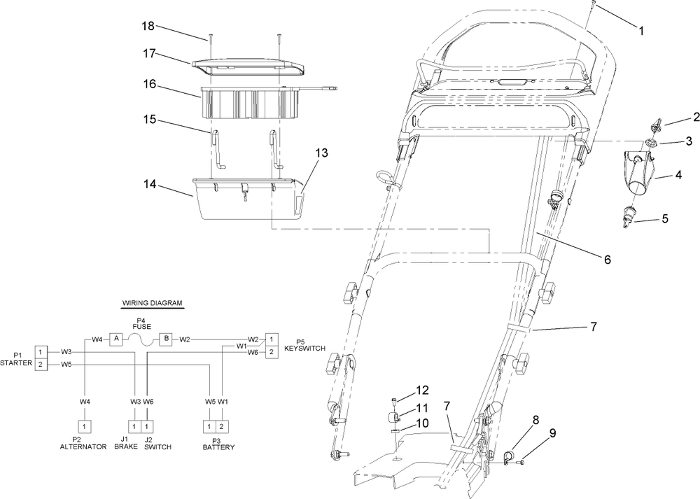 Electrical Starter Component Assembly Diagram and Parts List for 20045 9900001 - 9999999 Toro Lawn Mower
