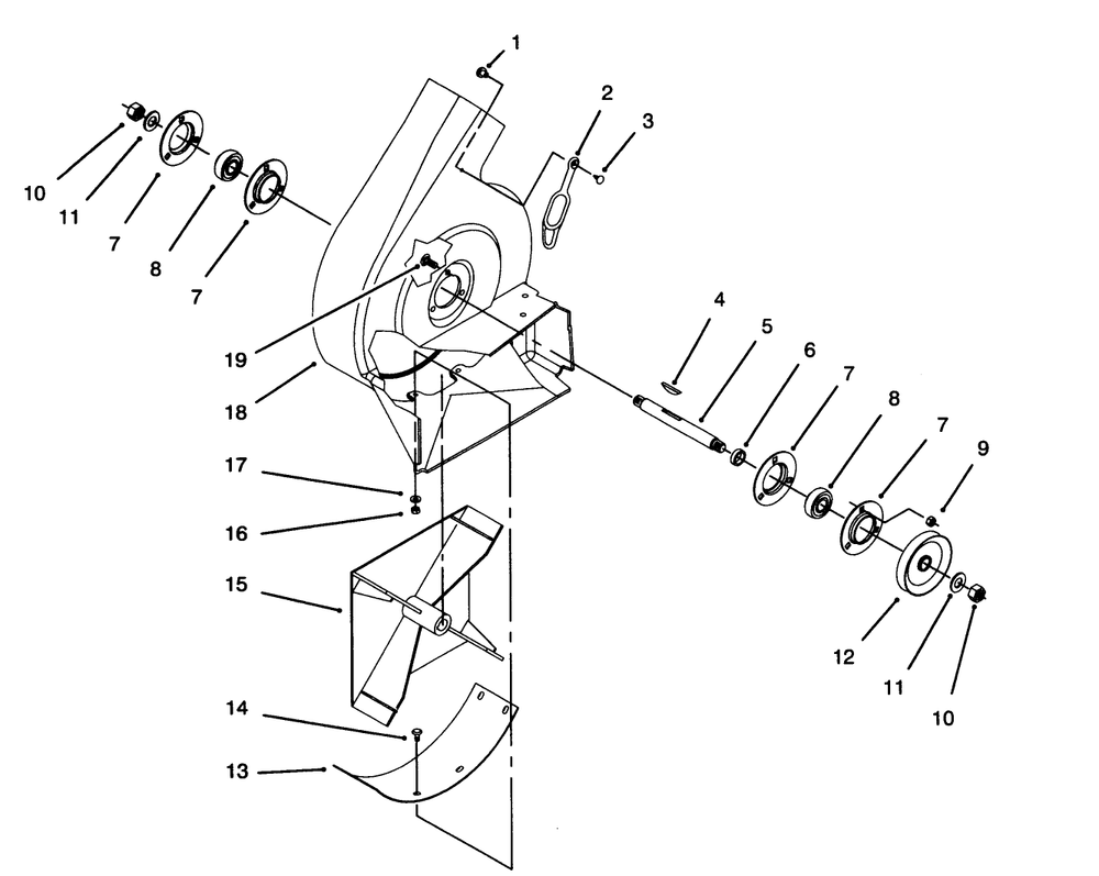 Blower & Impeller Assembly Diagram and Parts List for 79102 6900001 - 6999999 Toro Lawn Tractor