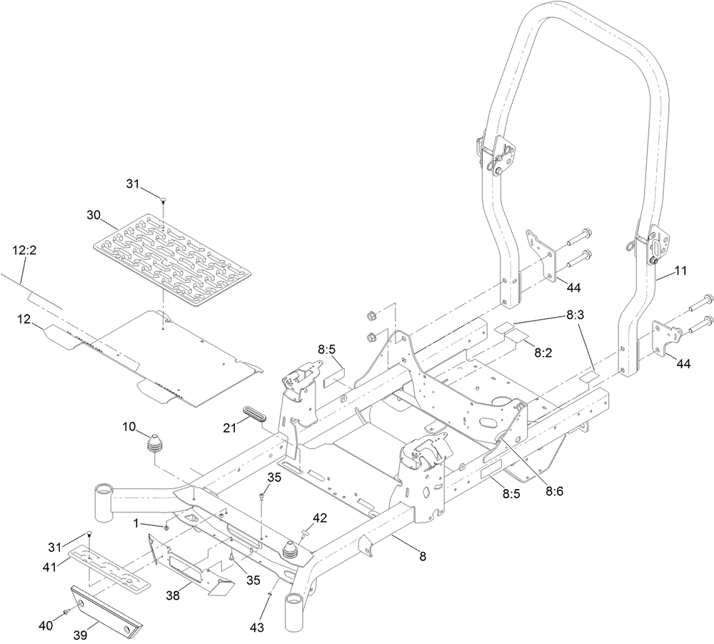 Frame Assembly Diagram and Parts List for 77284 410200000-411582569 Toro Lawn Tractor