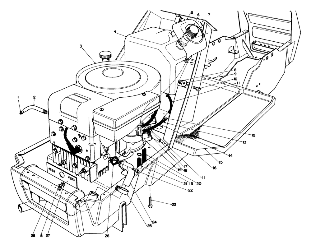 Engine Assembly Diagram and Parts List for 57356 8000001 - 8999999 Toro Lawn Tractor