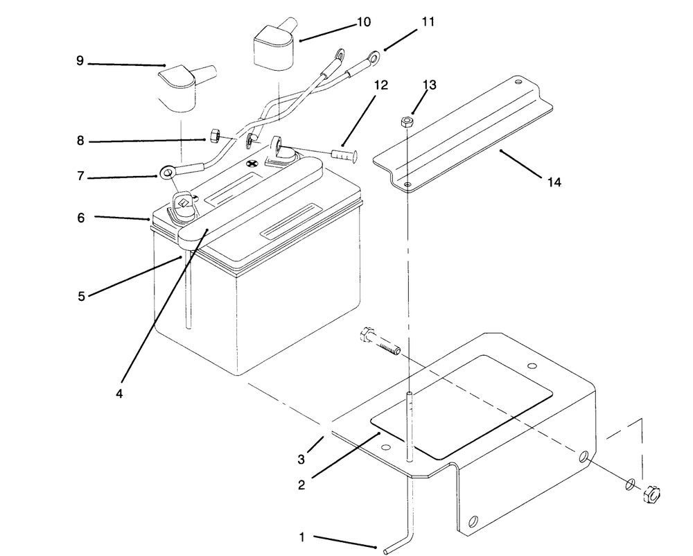 Battery Assembly Diagram and Parts List for 30181 69000001 - 69999999 Toro Lawn Tractor Accessories