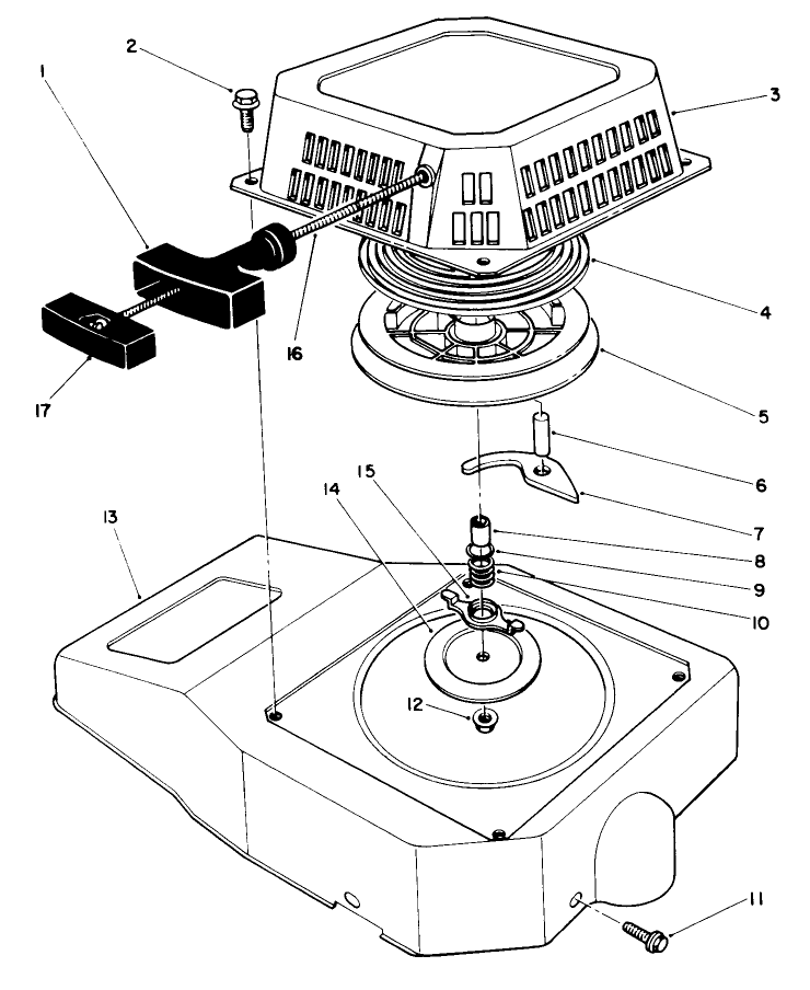 Recoil Assembly (Model No. Vml0-2) Diagram and Parts List for 20219 1000001 - 1999999 Toro Lawn Mower