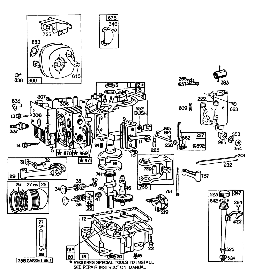 Engine Briggs & Stratton Model No. 191707-2161-01 8 H.P. Rear Engine Rider Electric Model 56145 Diagram and Parts List for 56138 6000001 - 6999999 Toro Lawn Tractor